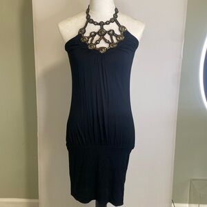 Black halter party dress